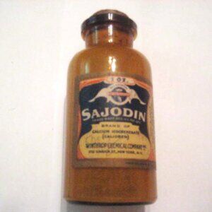 Apothecary Bottle With Label Cork Top Display Piece Sajodin Winthrop Chemical NY